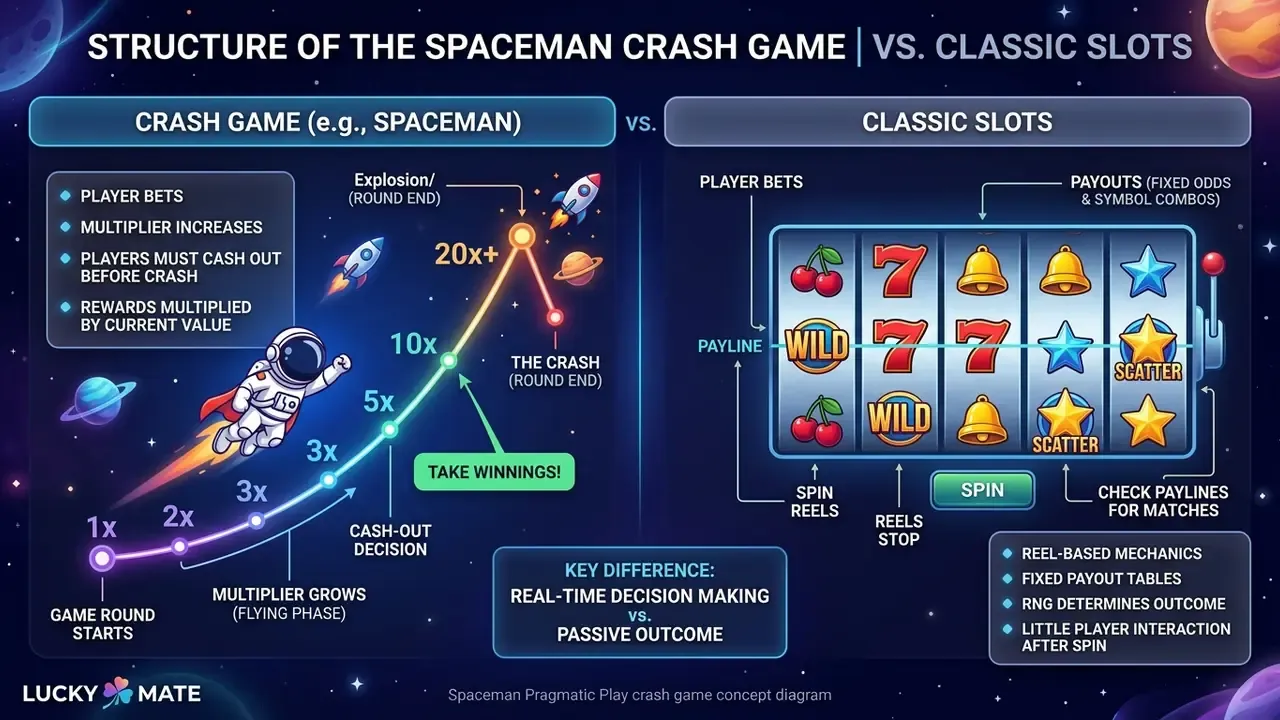 Spaceman Pragmatic Play crash game concept diagram